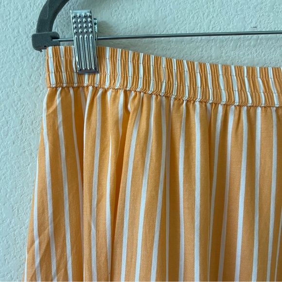 Pact Sunset Light Gauze Pull-On Citrus Stripe Tiered Midi Skirt SZ Large - Picture 7 of 15